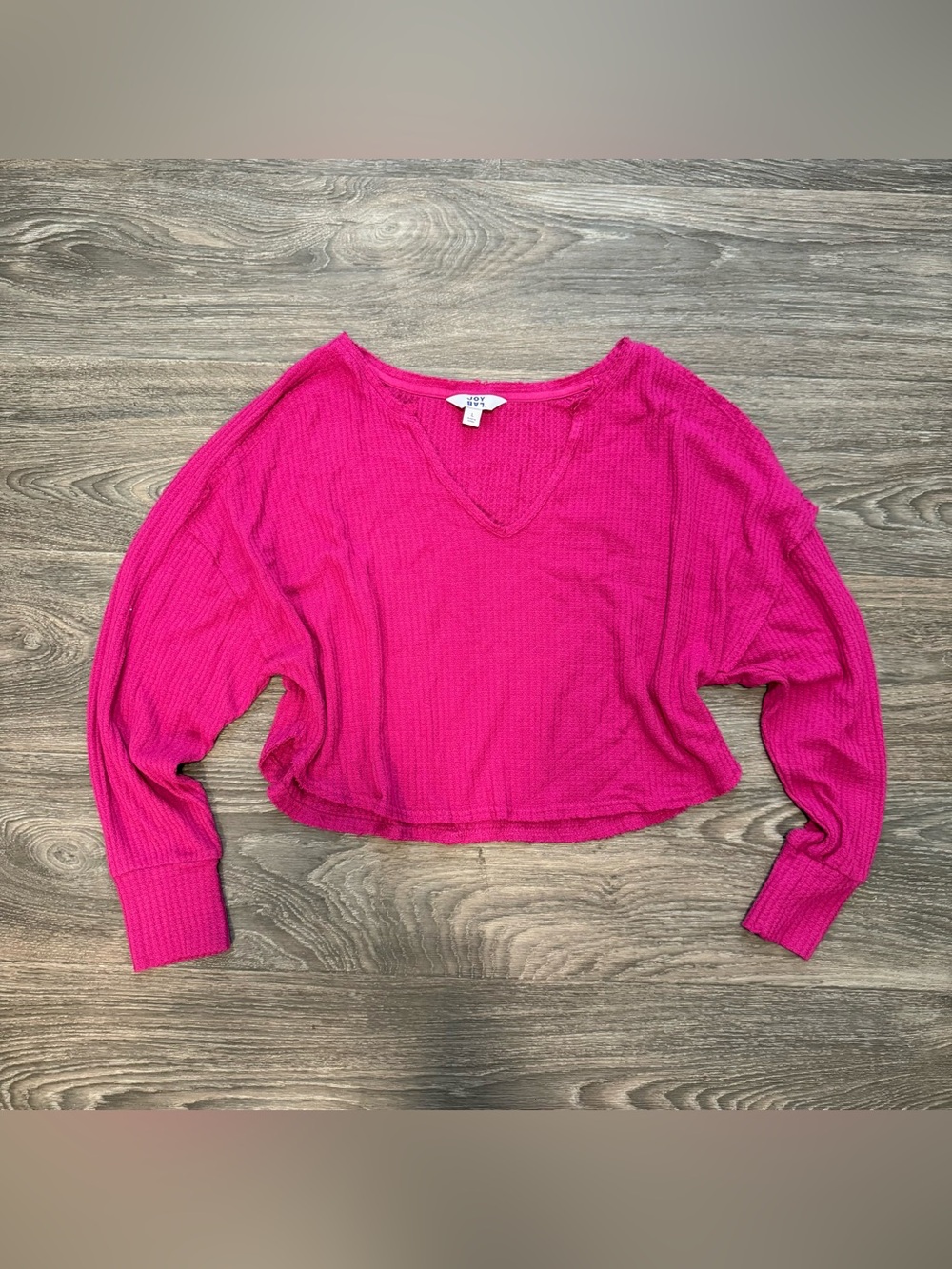 joylab waffle knit oversized crop sweater top